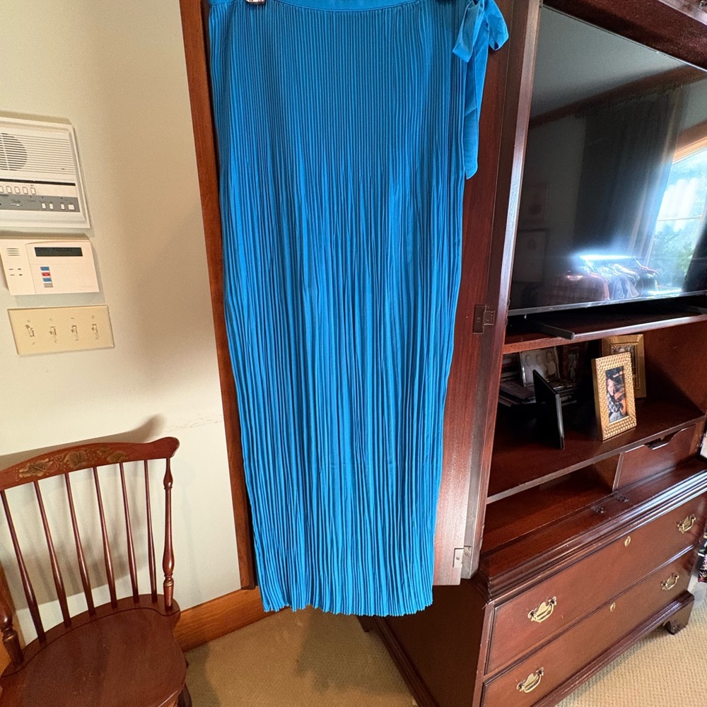 Elegant Blue Pleated Skirt